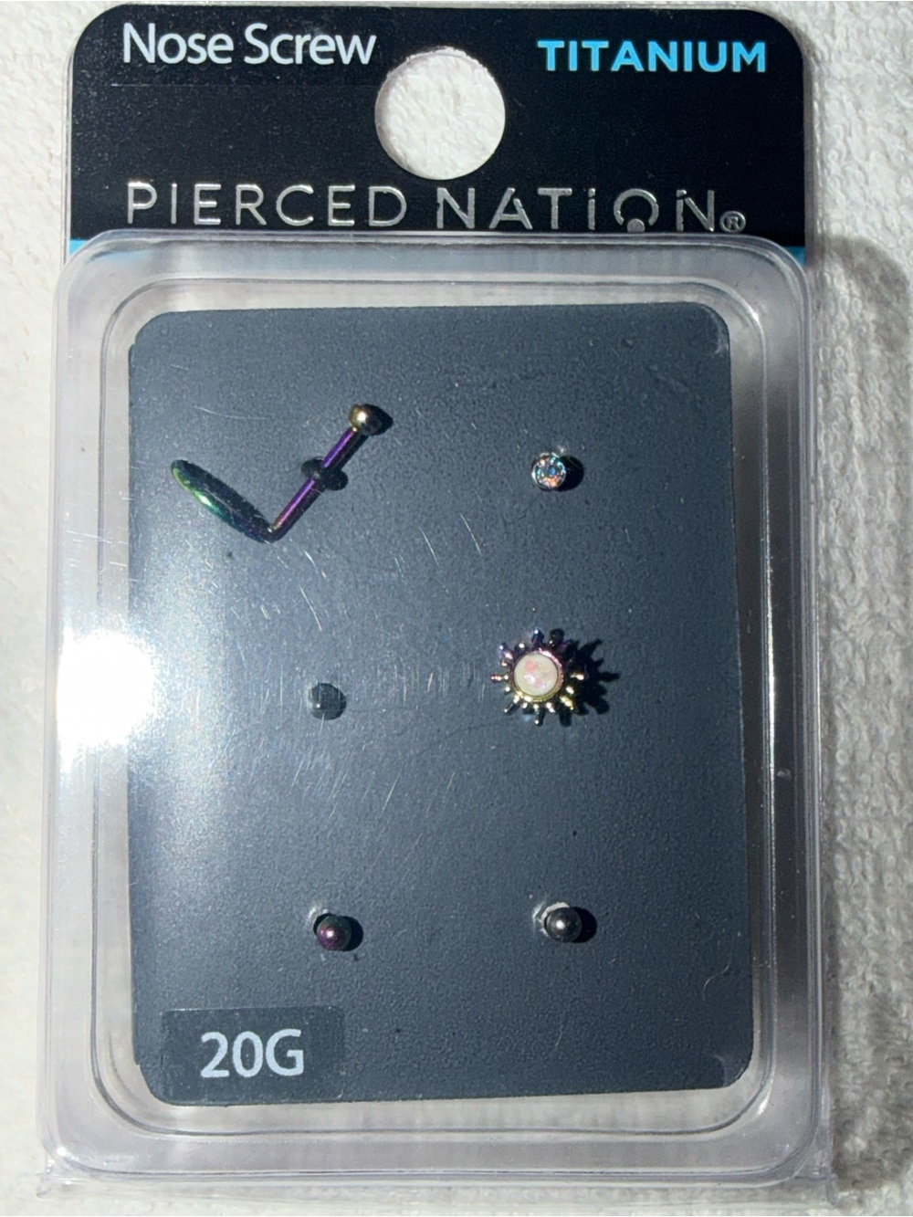 Pierced Nation Titanium Multi-Color Nose Screw and Stud Set